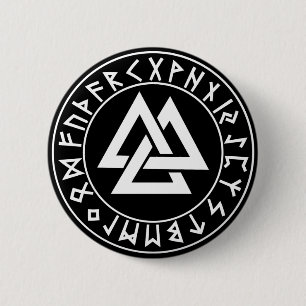 button Tri-Triangle Rune Shield on Blk