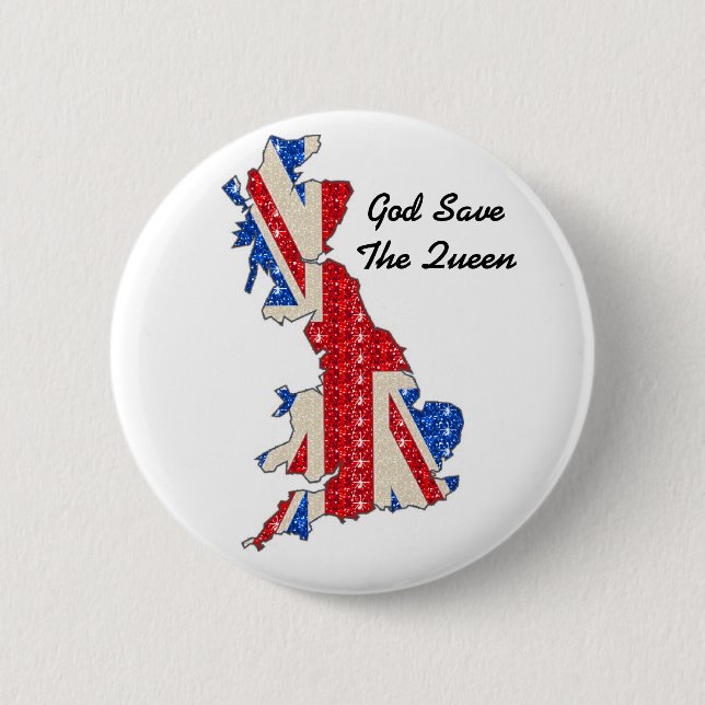 Button UK Flag God Save The Queen (Front)