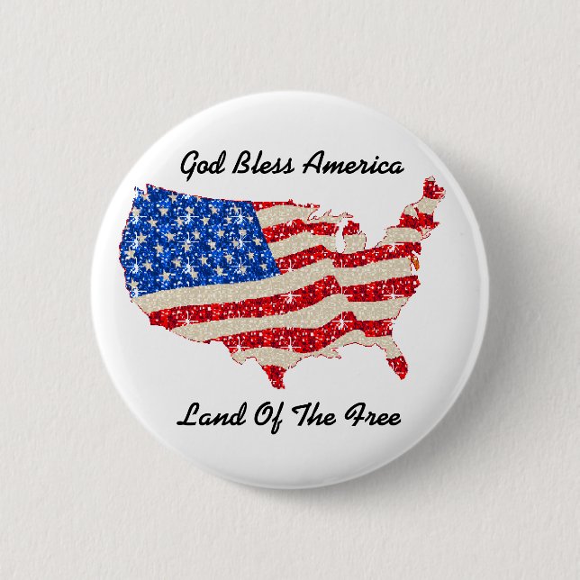 Button USA Flag God Bless America (Front)