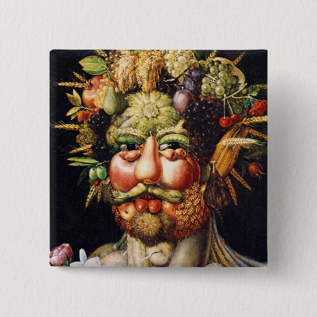 Button: Vertumnus (Portrait of Rudolf II) 15 Cm Square Badge (Front)