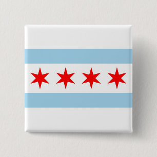 Button with Flag of Chicago, Illinois