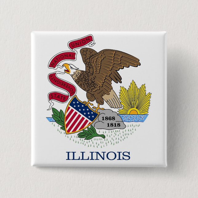 Button with Flag of Illinois (Front)