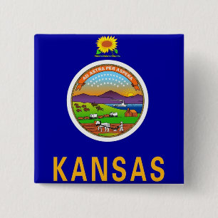 Button with Flag of Kansas