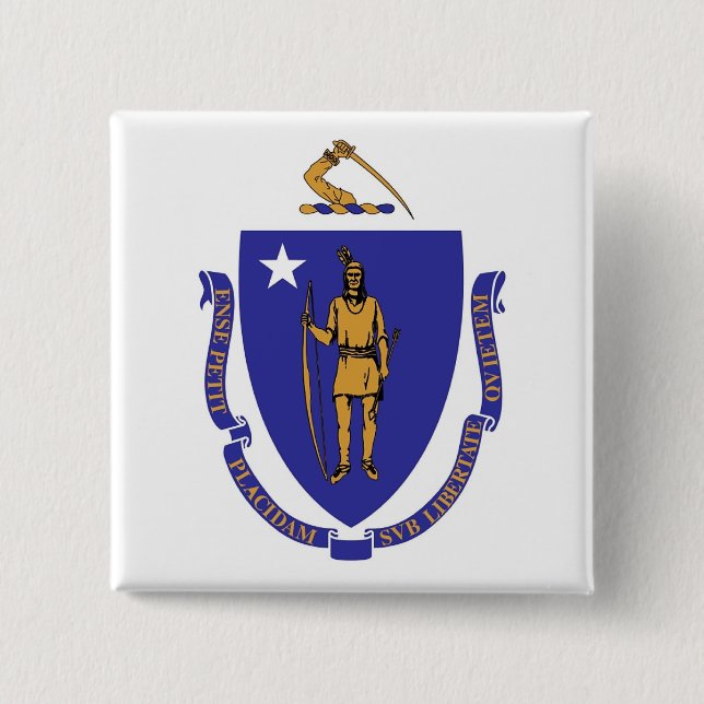 Button with Flag of Massachusetts (Front)