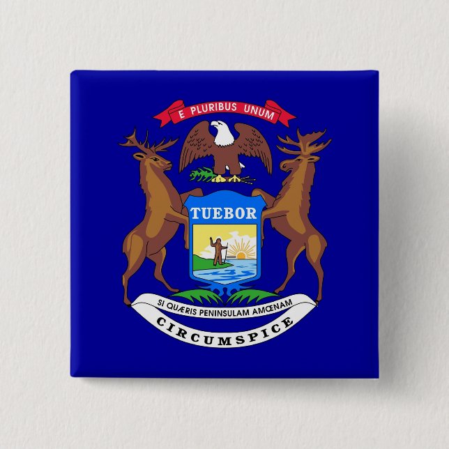 Button with Flag of Michigan (Front)