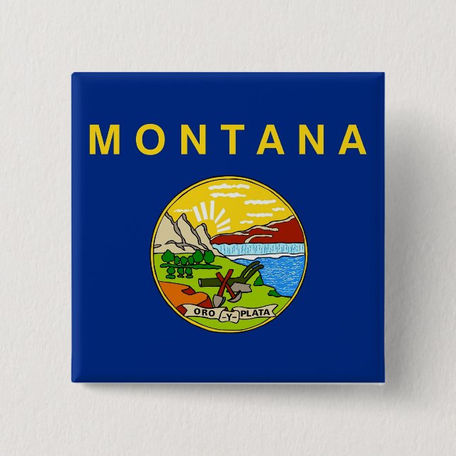 Button with Flag of Montana (Front)
