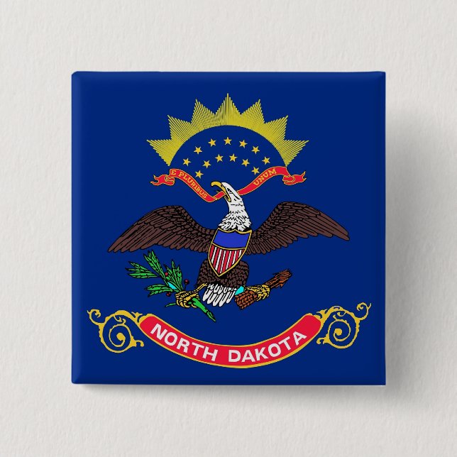 Button with Flag of North Dakota (Front)