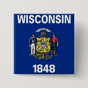 Button with Flag of Wisconsin