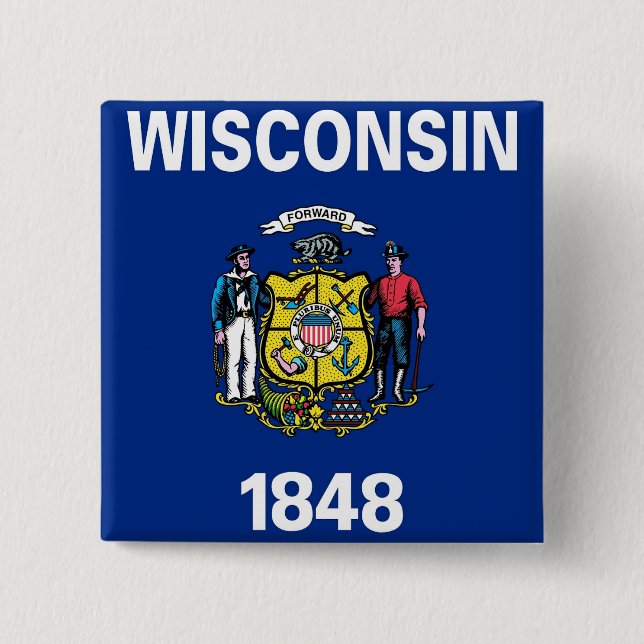 Button with Flag of  Wisconsin (Front)