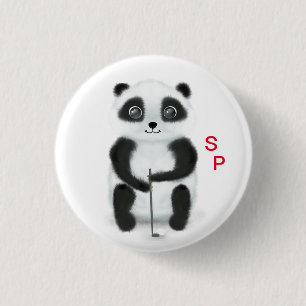 Button with golf playing panda