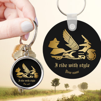 Button with motorcycle bike goldwing  key ring