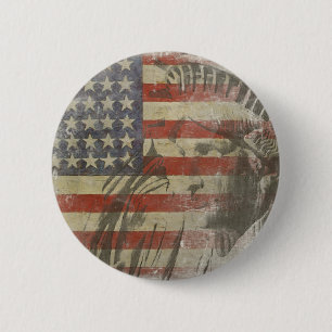 Button with Statue of Liberty on Old American Flag