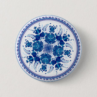 Button with the ornament in Gzhel style