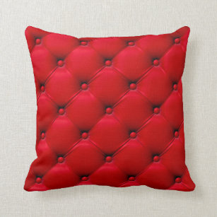 Buttoned on the red Texture. Repeat pattern Cushion