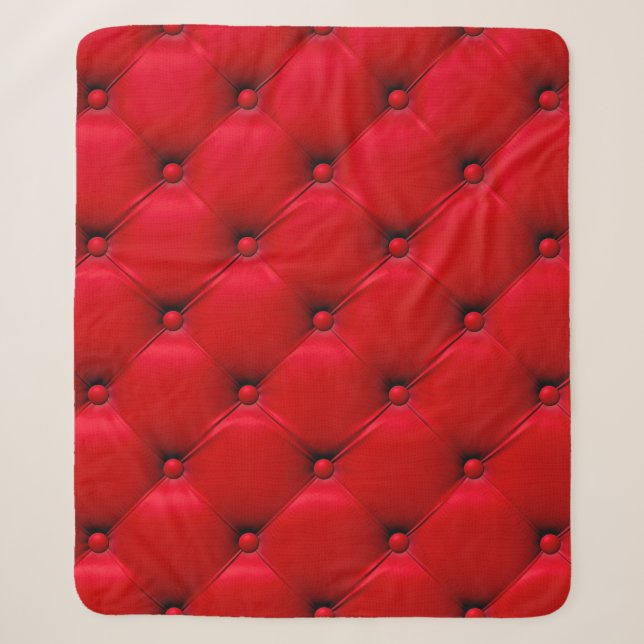 Buttoned on the red Texture. Repeat pattern Sherpa Blanket (Front)