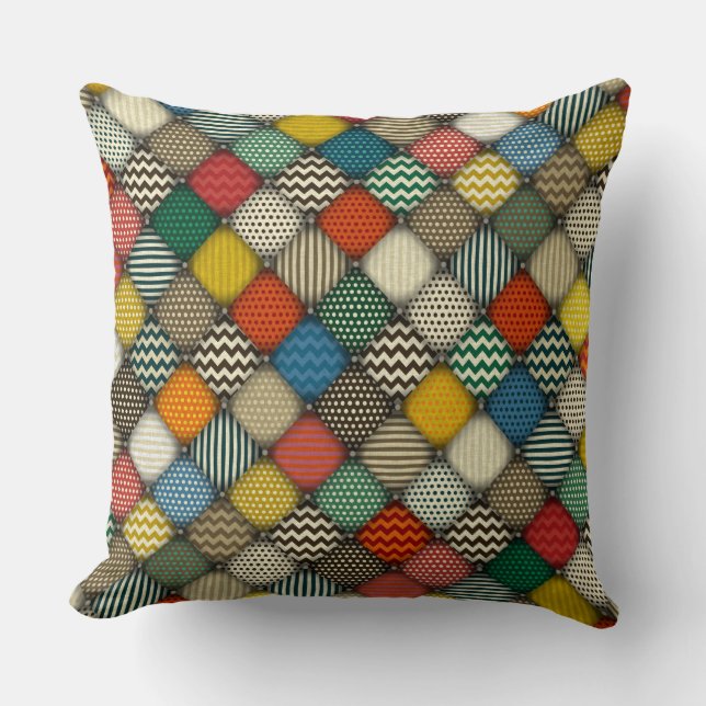 buttoned patches retro cushion (Front)