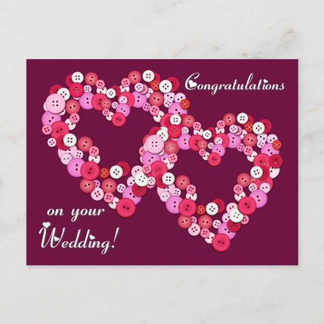 Buttonised hearts postcard (Front)