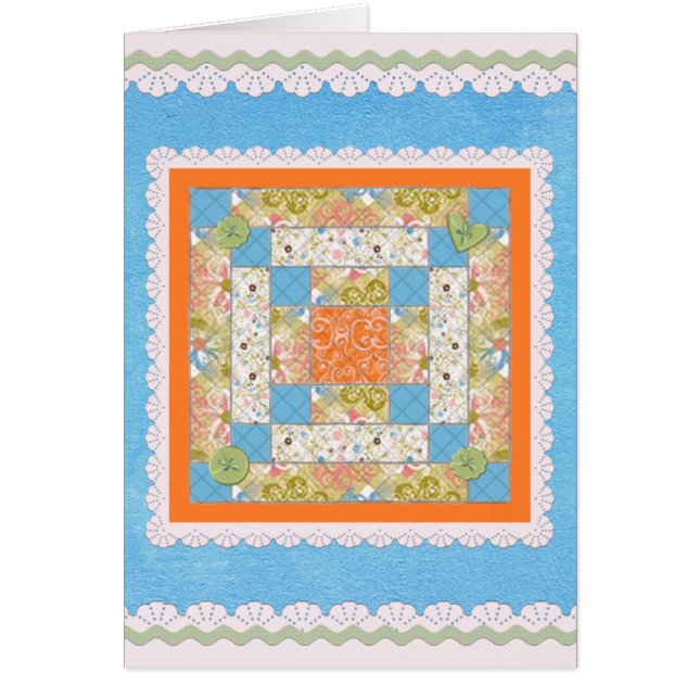Buttons and Lace Quilt Block Card (Front)