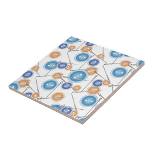 Buttons and Sewing Needles Ceramic Tile