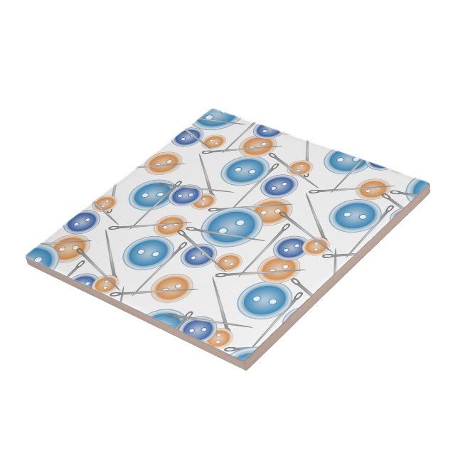 Buttons and Sewing Needles Ceramic Tile (Side)