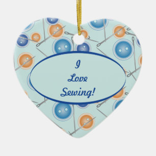 Buttons and Sewing Needles Ceramic Tree Decoration