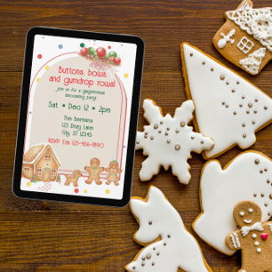 Buttons, Bows, & Gumdrop Rows Gingerbread Invitation
