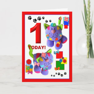 BUTTONS & BOWS The Kittens 1st. Birthday Card