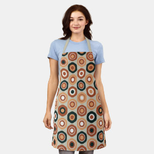 Buttons Geometric Tile Pattern Pale Sage and Rust Apron