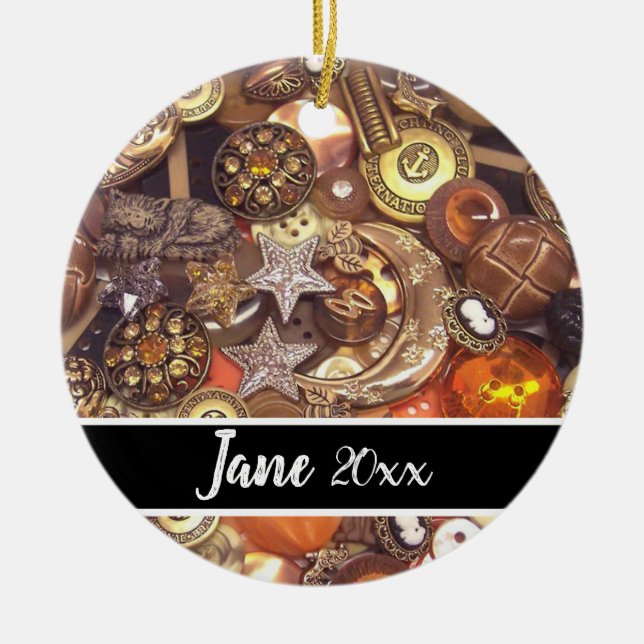 Buttons in Celestial Designs and Colours Ceramic Ornament (Front)