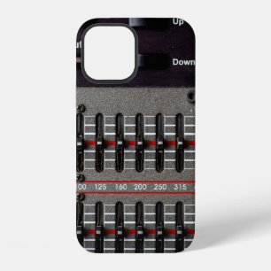 Buttons on a sound mixer in a recording studio. iPhone 12 case