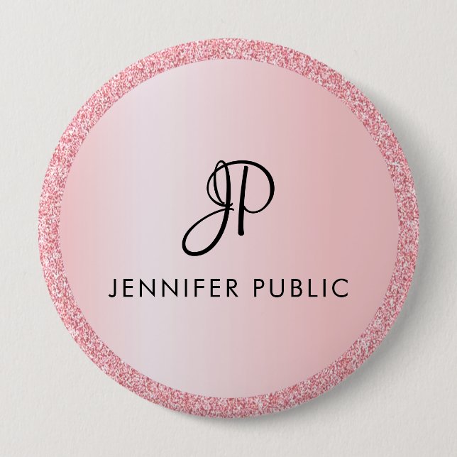 Buttons Personalised Monogram Template Rose Gold (Front)