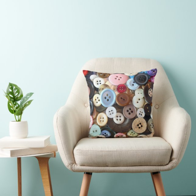 Buttons Throw Pillow (Chair)