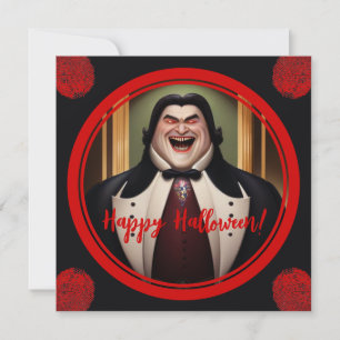 Buxom Count Dracula Happy Halloween Card