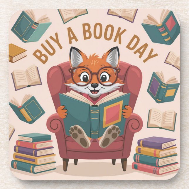 Buy A Book Day Plastic Coaster Set (Front)