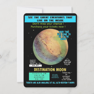 Buy a ticket to the Moon ! Space Travel Flat Card