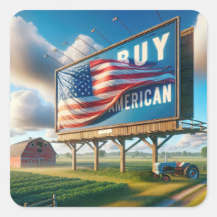 Buy American Billboard With Farm Tractor Square Sticker