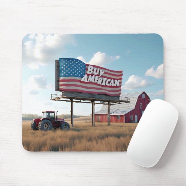 Buy American Billboard With Red Tractor and Barn Mouse Pad (With Mouse)