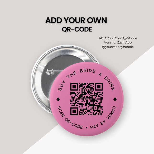 Buy Birthday Girl a Drink QR Code Hot Pink Button (Creator Uploaded)