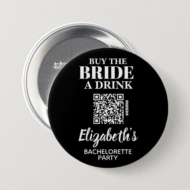 Buy Bride A Drink Bachelorette Party QR Code 7.5 Cm Round Badge (Front & Back)