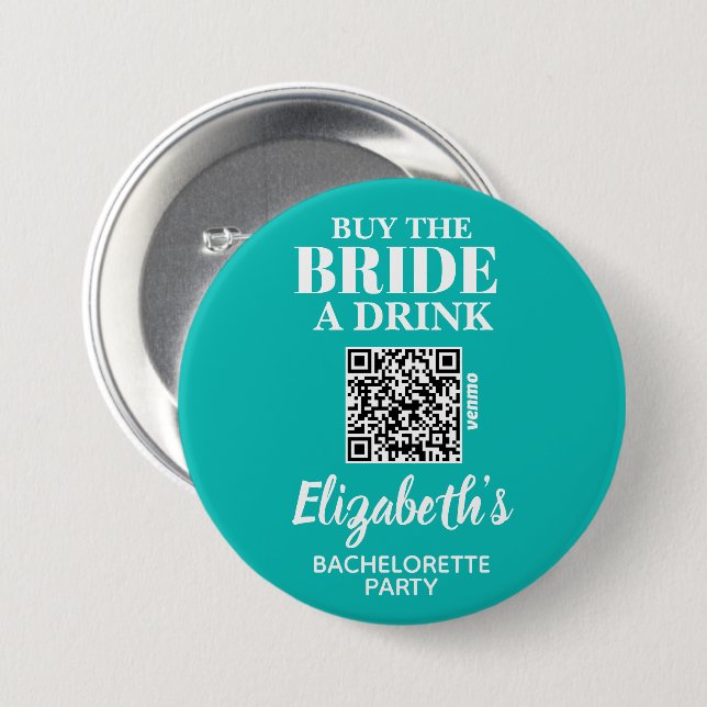 Buy Bride A Drink Bachelorette Party QR Code 7.5 Cm Round Badge (Front & Back)