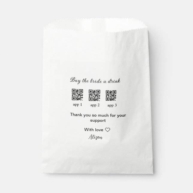 buy bride a drink scan QR code thank youInvitation Favour Bag (Front)