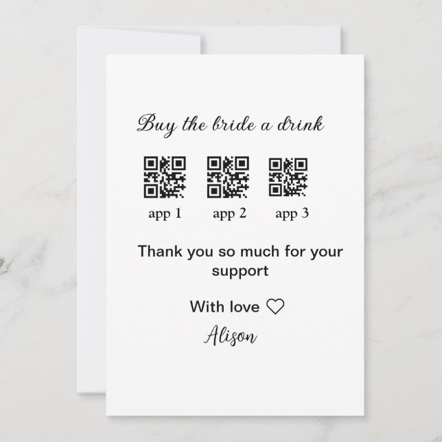 buy bride a drink scan QR code thank youInvitation Invitation (Front)