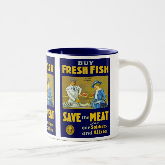 Buy Fresh Fish ~ Save the Meat Two-Tone Coffee Mug (Right)