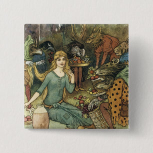 Buy From Us With a Golden Curl 15 Cm Square Badge