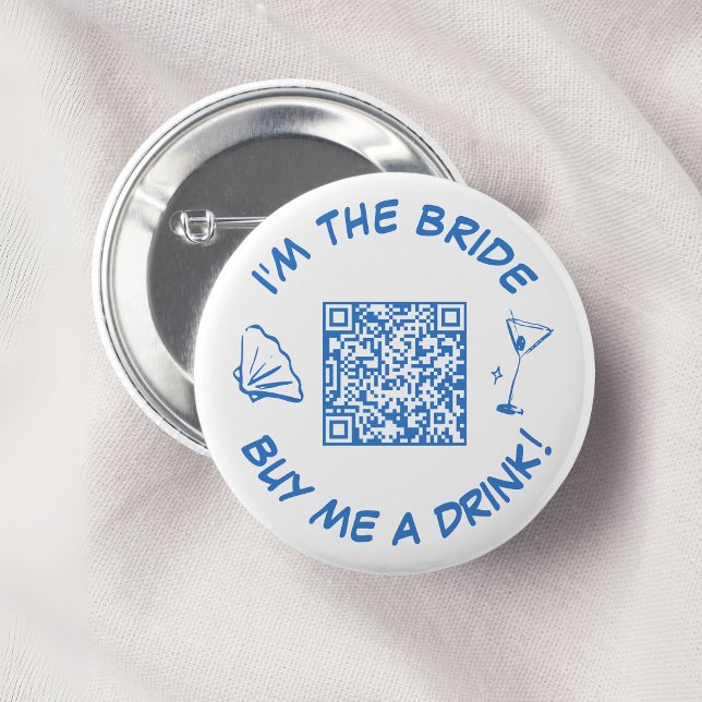 Buy Me A Drink Bride Bachelorette Party QR Code 6 Cm Round Badge (Creator Uploaded)