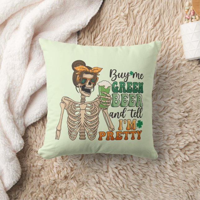 Buy Me Green Beer - Skeleton | St. Patrick's Day Cushion (Blanket)