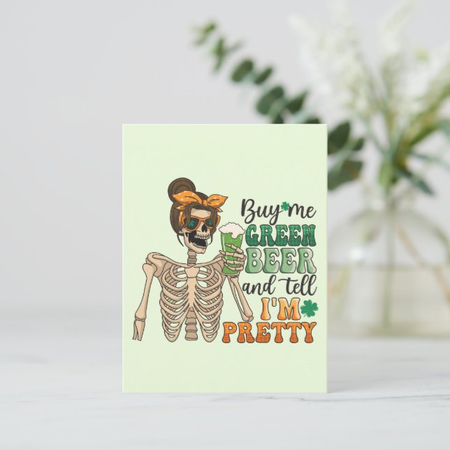 Buy Me Green Beer | St. Patrick's Day Postcard (Standing Front)