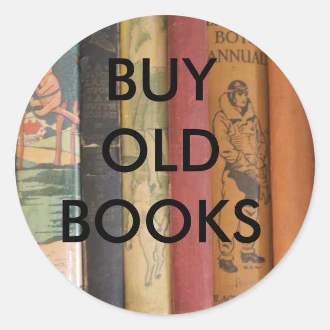 BUY OLD BOOKS CLASSIC ROUND STICKER (Front)