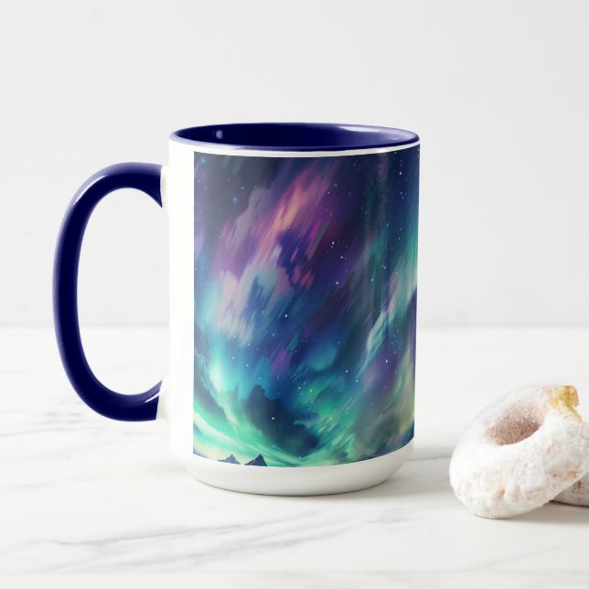 Buy space-themed northern lights mug (With Donut)