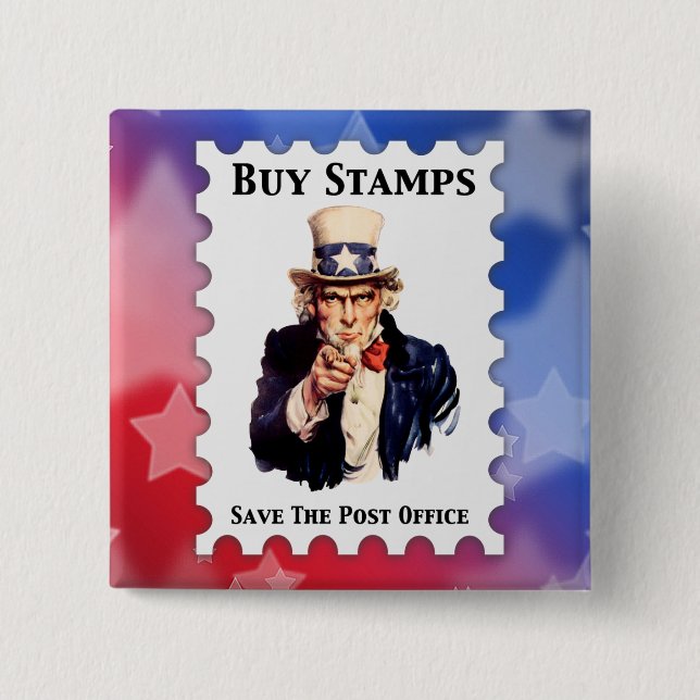 Buy Stamps Save The Post Office 15 Cm Square Badge (Front)